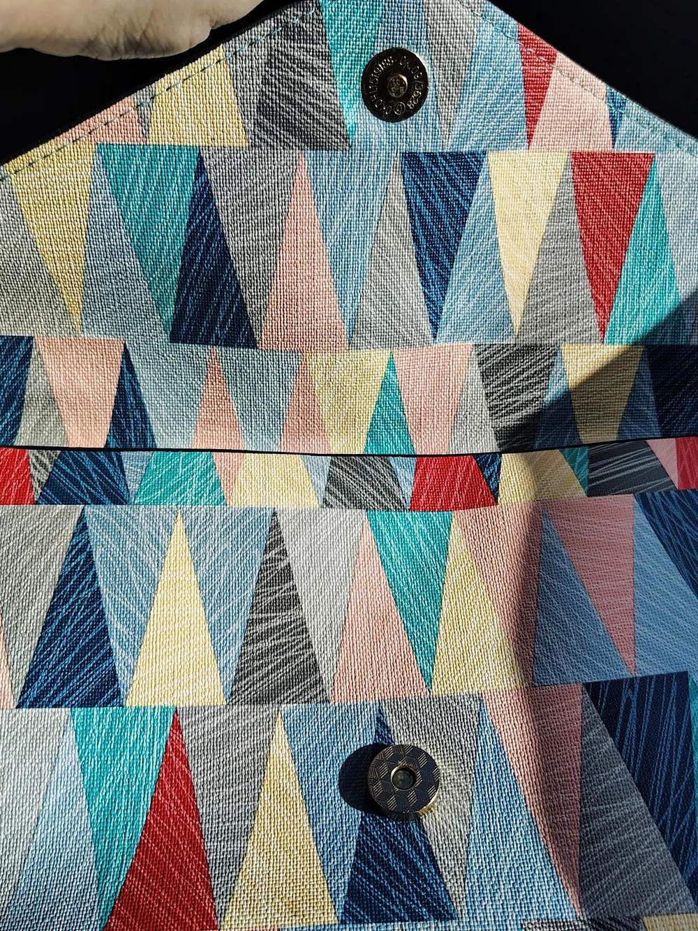 Colorful Geometric Wristlet Clutch with Gold Ring Detail